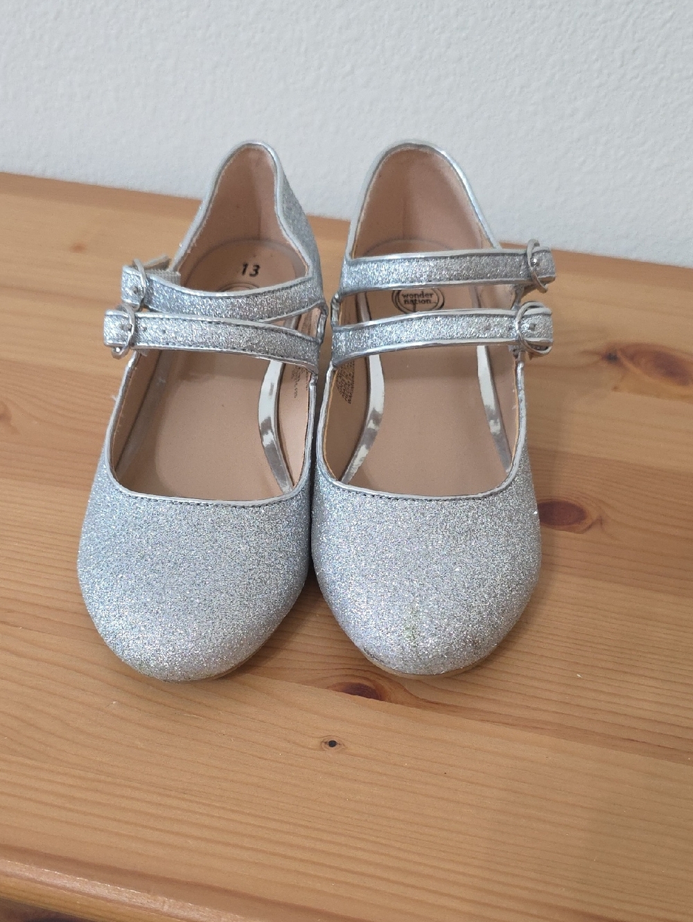 Silver Glitter Mary Jane Kids Shoes with Double Straps